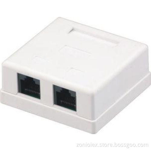Surface Mount Box Dual Port RJ45 Network Keystone Jack with